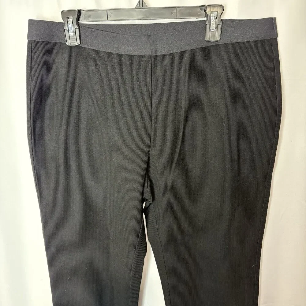 Eileen Fisher Textured Stretch Rib Tapered Ankle‎ Pant XL Black Minimalist Comfy